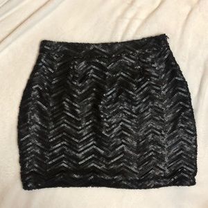 Tobi Sparkly Black Mini Skirt